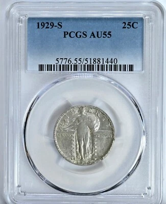 1929-S Standing Liberty Quarter PCGS Graded Coin AU 55  Sharp Coin! #5776 - Image 1 of 2