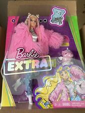 Barbie Extra Doll #3 in Pink Fluffy Coat with Pet - 15 Styling Pieces