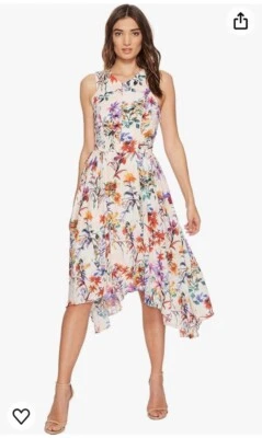 Vestido Adelyn Rae MIDI M Sin Mangas Rosa Floral Primavera Dobladillo Asimétrico Femenino Foto 1 de 4