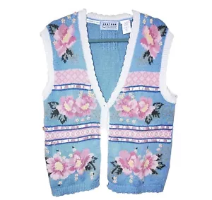 Vintage Jantzen Floral Hand Embroidered Sweater Vest Size L - Picture 1 of 5