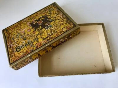 复古 Gobelin 糖果盒巧克力 2 头鹰印章空广告 — 第 1/4 张图片