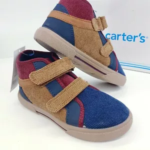 Carter's Teddy Cord Freizeit Jungen Kleinkind Schuhe Größe 11 marineblau braun burgund - Bild 1 von 8