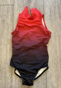 Balera Dancewear Mädchen Trikot ombre Rückenausschnitt Größe IC (Größe 7/8) rot/schwarz - Bild 1 von 8