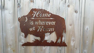 Rustic Home is Wherever We Roam Buffalo Wall Hanging - Image 1 of 4