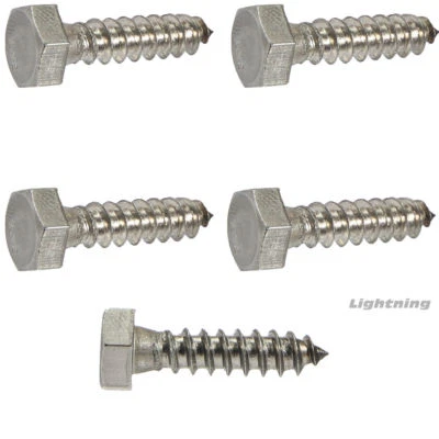 FASTENERE 1/4 x 2" Lag Bolts Hex Head Stainless Steel Heavy Duty Wood Screws Qty 50
