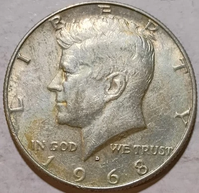 Medio dólar Kennedy 1968 D 40 % plata Foto 1 de 2