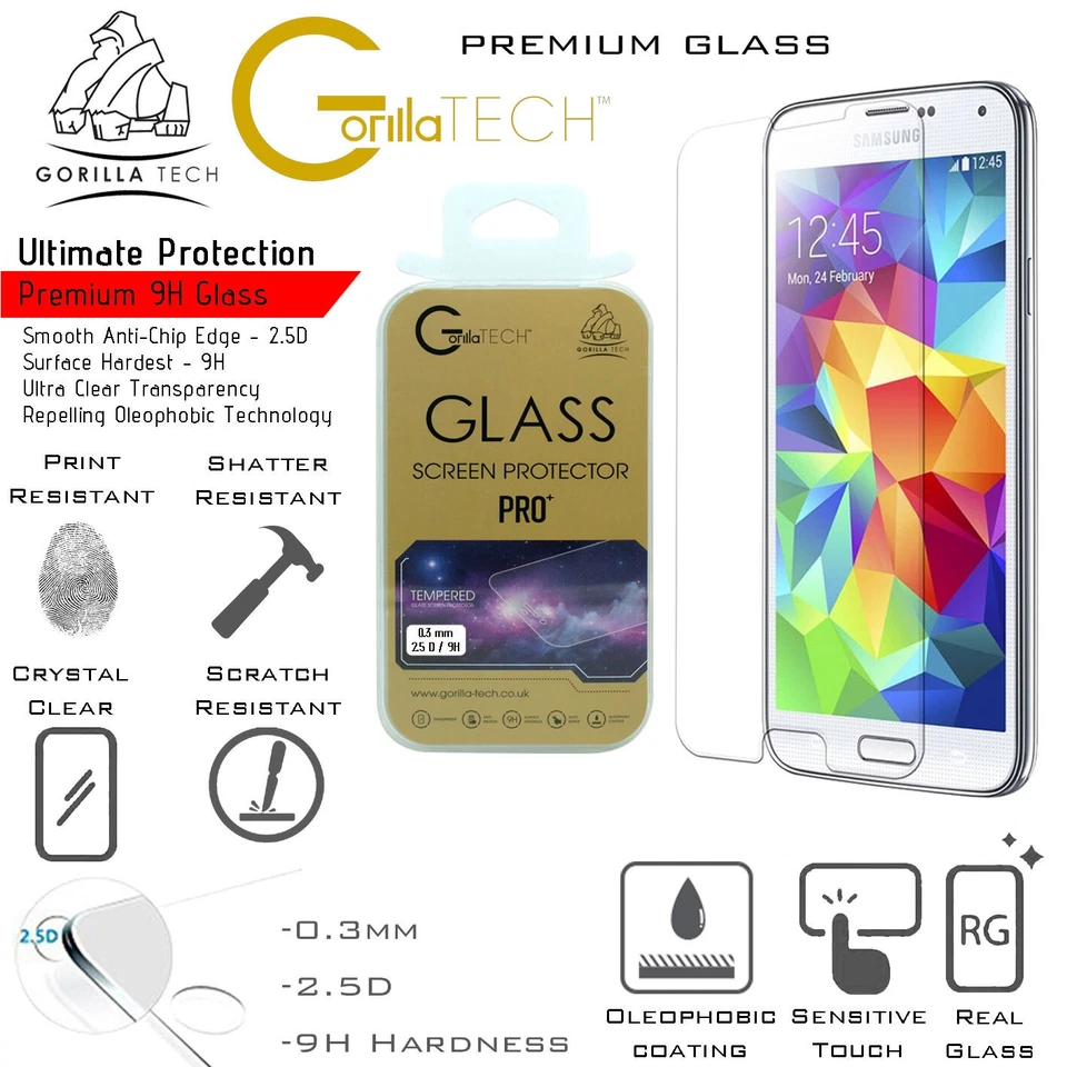 100% Genuine Gorilla Tempered Glass Film Screen Protector Samsung Galaxy Note 2 - Image 1 of 3