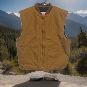  Goulds Pumps Vintage Canvas Insulated Full Zip Work Vest Size L 43" Chest  - Picture 1 of 15