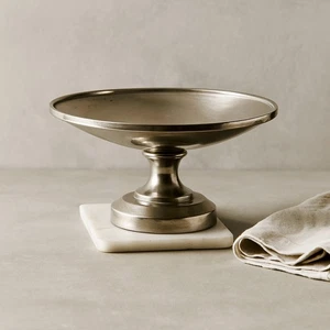 Restoration Hardware Polished Nickel Pedestal Compote | Small 5" | Vintage 2000s - Picture 1 of 9