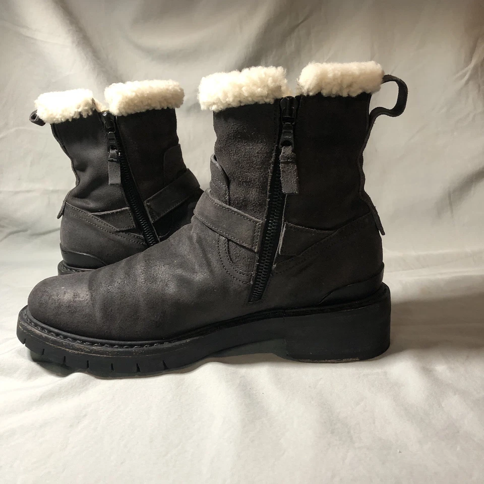 Botas de invierno Rag & Bone Ashford cuero negro piel de oveja genuina moto 8 Foto 1 de 4