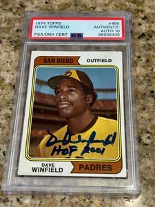 DAVE WINFIELD SAN DIEGO PADRES 1974 TOPPS ROOKIE RARE SIGNED PSA 10 GEM AUTO COA - Picture 1 of 4