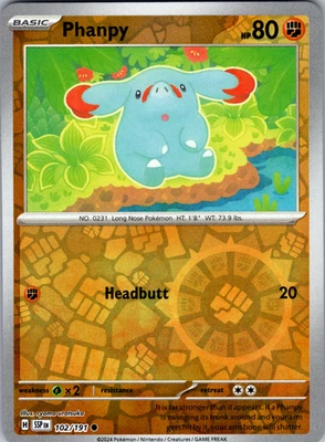 Phanpy Reverse Holo 102/191 SV08: Surging Sparks Common - NM - Image 1 of 2