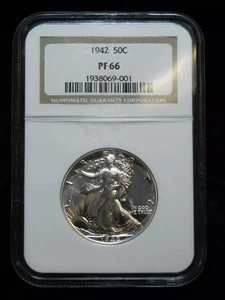 1942 50c Proof Walking Liberty Silver Half Dollar - NGC PF66 - Picture 1 of 4