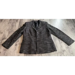 Kasper Mujer Blazer Traje Chaqueta 12 Negro Plata Acanalado Forrado Carrera Brillo - Imagen 1 de 7