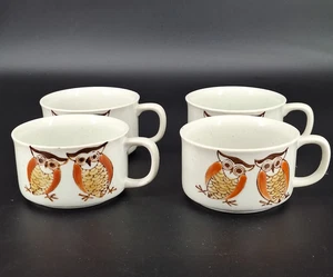 Vintage Owl Family Soup Mugs Retro MCM Coffee Cups Ceramic Lot of 4 READ - Picture 1 of 9