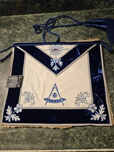 Vint Blue White Past Master Masonic Lodge Apron Lambskin All Seeing Eye Ihling - Picture 1 of 10