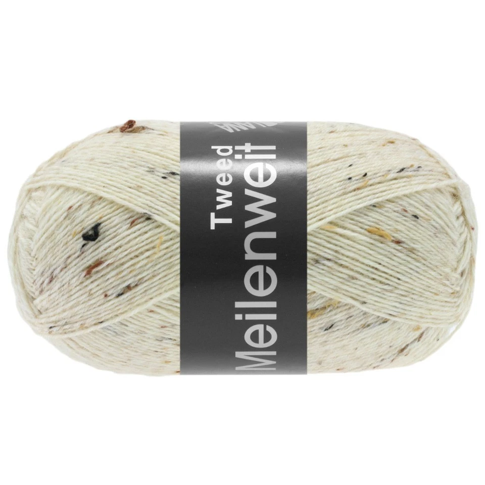 Sockenwolle Lana Grossa meilenweit Tweed Natur 100grkn.