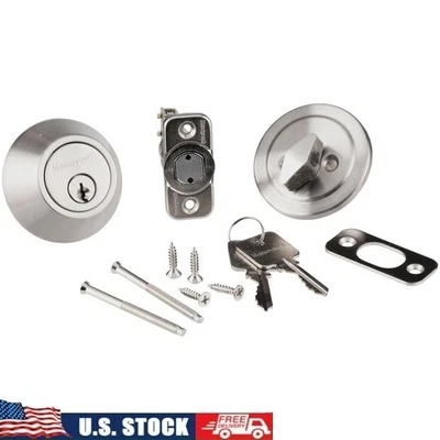 Keyed One-Side Deadbolt Lock ANSI Grade 3 Adjustable Latch Easy Install Security - Image 1 of 4