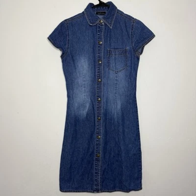 Victoria's Secret Moda International Dress cotton denim  Y2k Full Button Snaps - Image 1 of 4