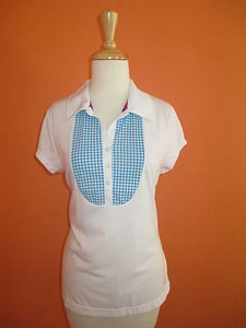 New Puma Womens Size L White Bib Front Golf Polo Shirt - Picture 1 of 8