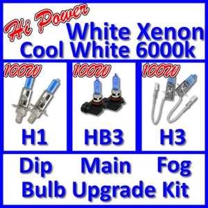 100W Hochleistung 6000K Weiß Xenon Scheinwerfer Leuchtmittel Haupt Dip H1 HB3 H3 - Bild 1 von 1