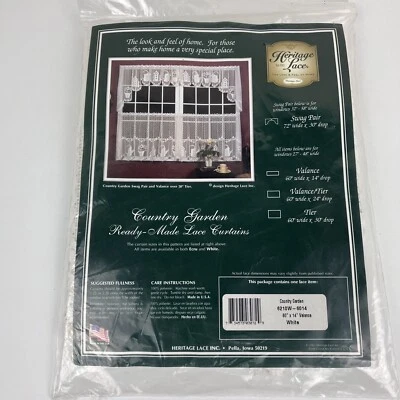 Cenefa de ventana de jardín de campo de encaje vintage Heritage blanca 60" W x 14" L Foto 1 de 4