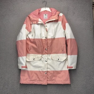 Helly Hansen Lyness Trench Jacket Womens Medium Pink White Striped Waterproof - Picture 1 of 18