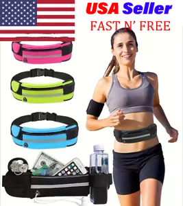 Waterproof Sport Runner Waist Bum Bag Running Jogging Belt Pouch Zip Fanny Pack - Picture 1 of 12