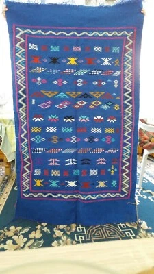 100% Authentic Vintage Kilim Rug Moroccan Carpet High Quality Handmade 35x59 in - Image 1 of 4