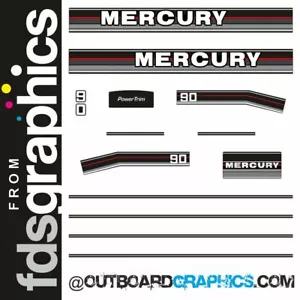 Mercury 90hp clamshell (early 80's) outboard decals/sticker kit - Picture 1 of 1