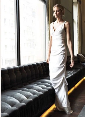 NICOLE MILLER SIMONE SILK CREPE DRESS GOWN 10 $1455 GS0005 - Image 1 of 4