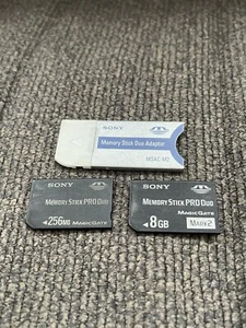 Sony MSAC-M2 OEM Camera Memory Stick Duo Adapter W/ 256MB & 8GB Memory Sticks - Picture 1 of 2