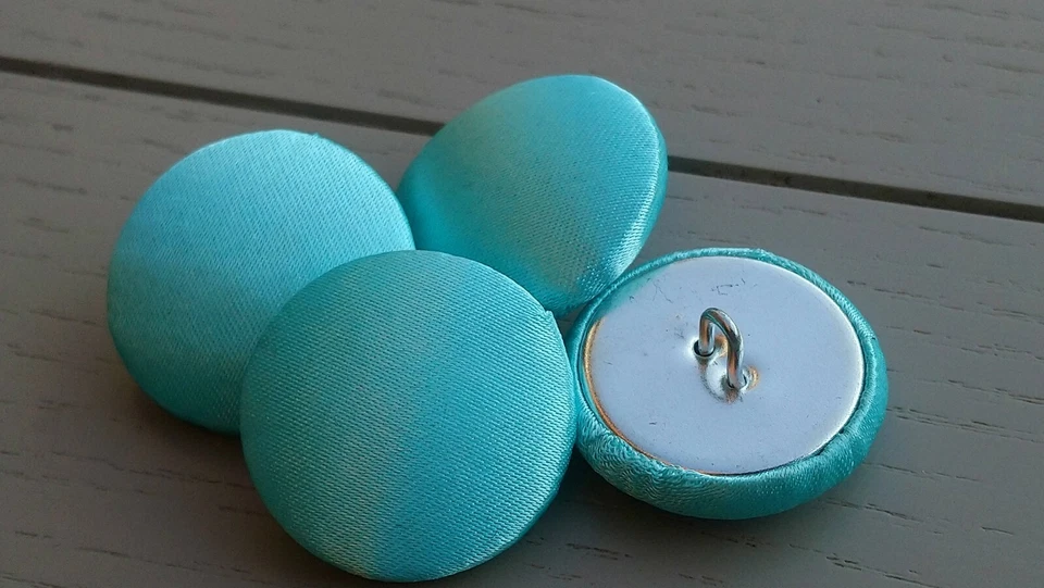 Mint Green Satin Fabric Buttons, Choice of Sizes, Small, Medium & Large - Image 1 of 1