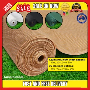 Instahut Shade Cloth Sail 30% 50% 70% 90% 10m 20m 30mUV Mesh Roll Garden Outdoor - Picture 1 of 6