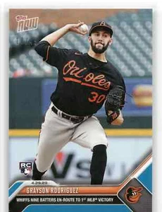 🟦 GRAYSON RODRIGUEZ Rookie 1st Win 2023 Topps Now #200 BLUE 10/49 Orioles RC 📈 - Picture 1 of 2