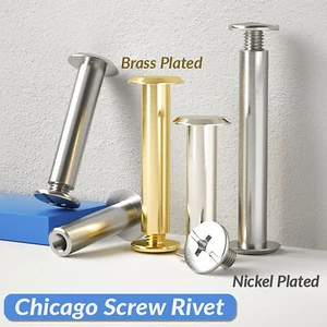 Portafoglio cintura in pelle M5 Chicago vite rilegatura borchie rivetto nichel placcato ottone - Foto 1 di 29