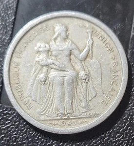 1949 French Oceania 2 Francs Free Shipping - Picture 1 of 5