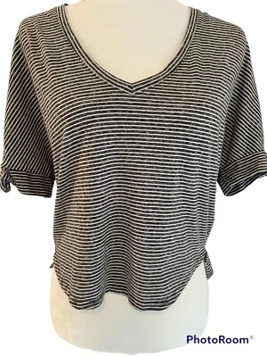 Top Melrose and Market Gris Blanco Rayas Nudo Manga Talla Mujer XS Foto 1 de 4