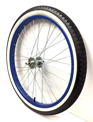 24" Bicycle Blue Front Wheel with 2.125" Whitewall Tire Beach Cruiser Bike #Z50 - Image 1 of 3