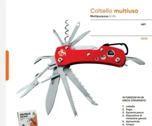 coltello multiuso coltellino Ausonia tascabile outdoor campeggio moschettone - Foto 1 di 4