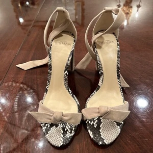 Alexandre Birman Heels Size 36. Nude Suede Bow And Python. Heel Is Fabric - Picture 1 of 6