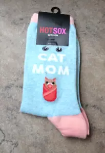 Hotsox Women's Cat Mom Crew Socks 1 Pair, Mint Melange, Women's 9-11 - Picture 1 of 2