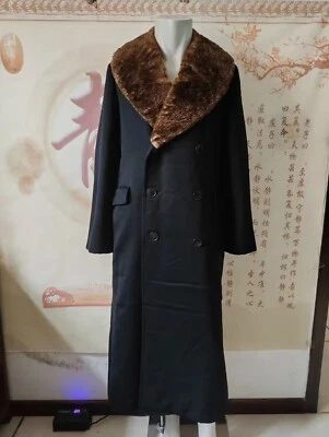 Antiguo abrigo de piel vintage de los años 1910 1920 1930 para hombre con chaqueta trasera con cinturón de 6 botones Foto 1 de 4
