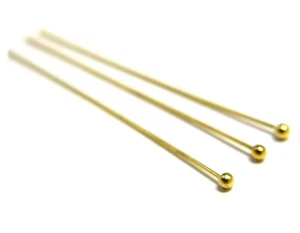 Nietstifte, Kettelstifte, Kugelstifte vergoldet Gold 40x0,5mm. 10 Stück - Picture 1 of 2