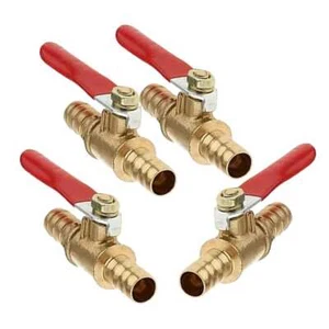 4Pcs 8mm Hose Barb Inline Water/Air Gas Fuel Line Shut-off Brass Ball Valve sd - Picture 1 of 7