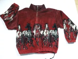 OUTBACK TRADING CO. GIACCA ROSSA FULL ZIP DESIGN CAVALLO FUZZY, TAGLIA MED - Foto 1 di 13