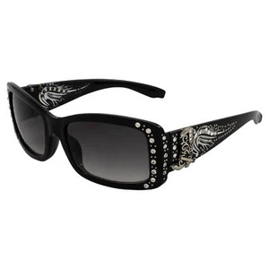 Gafas de sol de moda para mujer Rodeo Queen Belle marco negro con diamantes de imitación ostentosos - Imagen 1 de 6