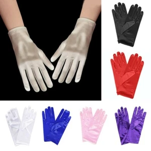 Women Satin Warm Gloves Velvet Full Finger Gloves Warm Cozy Gloves 17 Colors - Picture 1 of 28