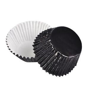 100pcs Aluminum Foil Cupcake Liners Muffin Baking Cups (Black)