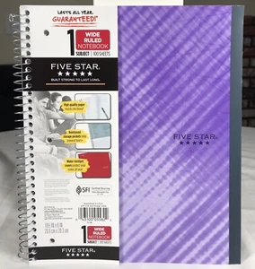 Cuadernos Five Star Performance 1 sujeto de regla ancha, encuadernados con alambre, 100 hojas - Imagen 1 de 6